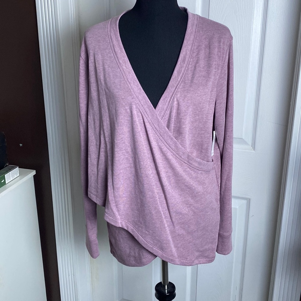 Old Navy Active Women’s Cross-Front Top Pinkish/Purple Heather sz L NWT